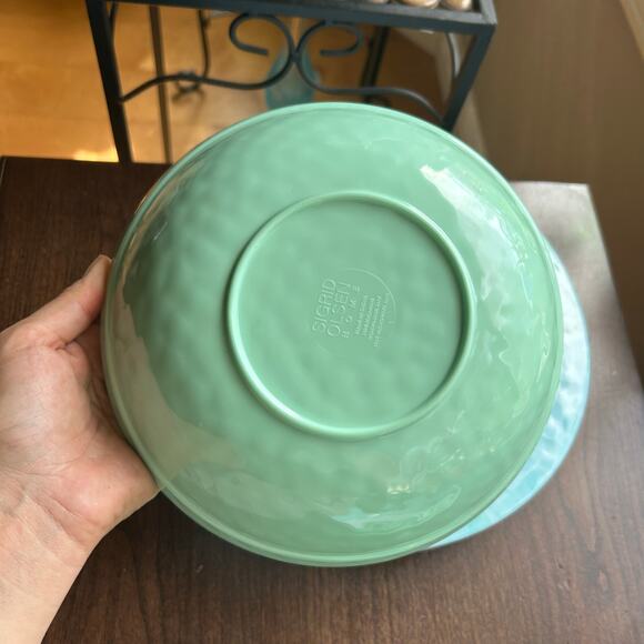 Set of 8 Sigrid Olsen 8" Melamine Bowls White Teal & 11”Dinner Plates - Picture 12 of 15